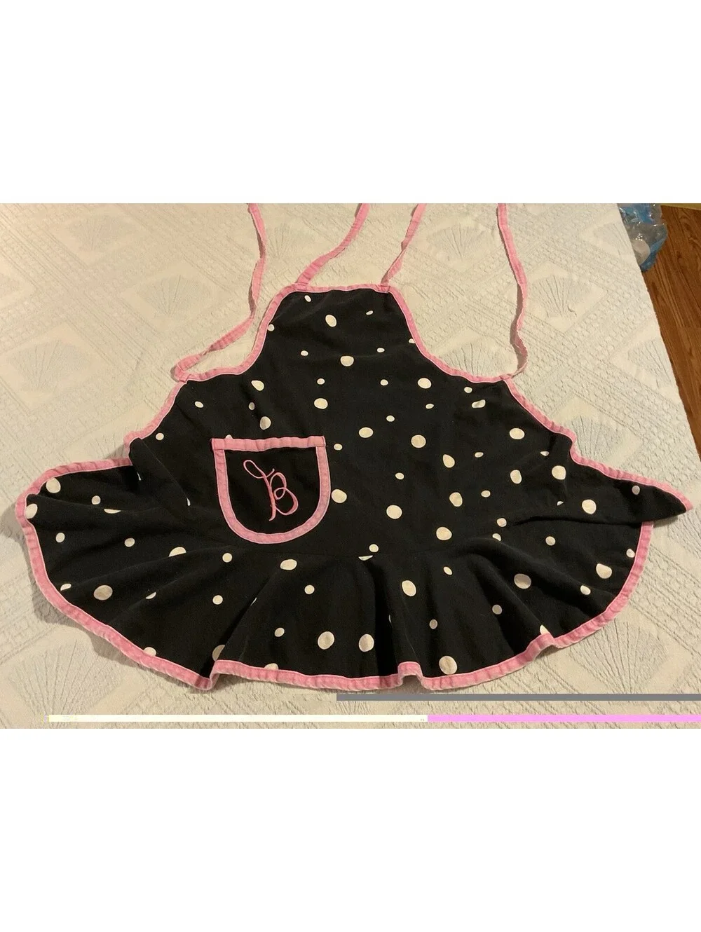 Vintage Inspired Polka Dot & Pink Adult Apron Monogrammed B